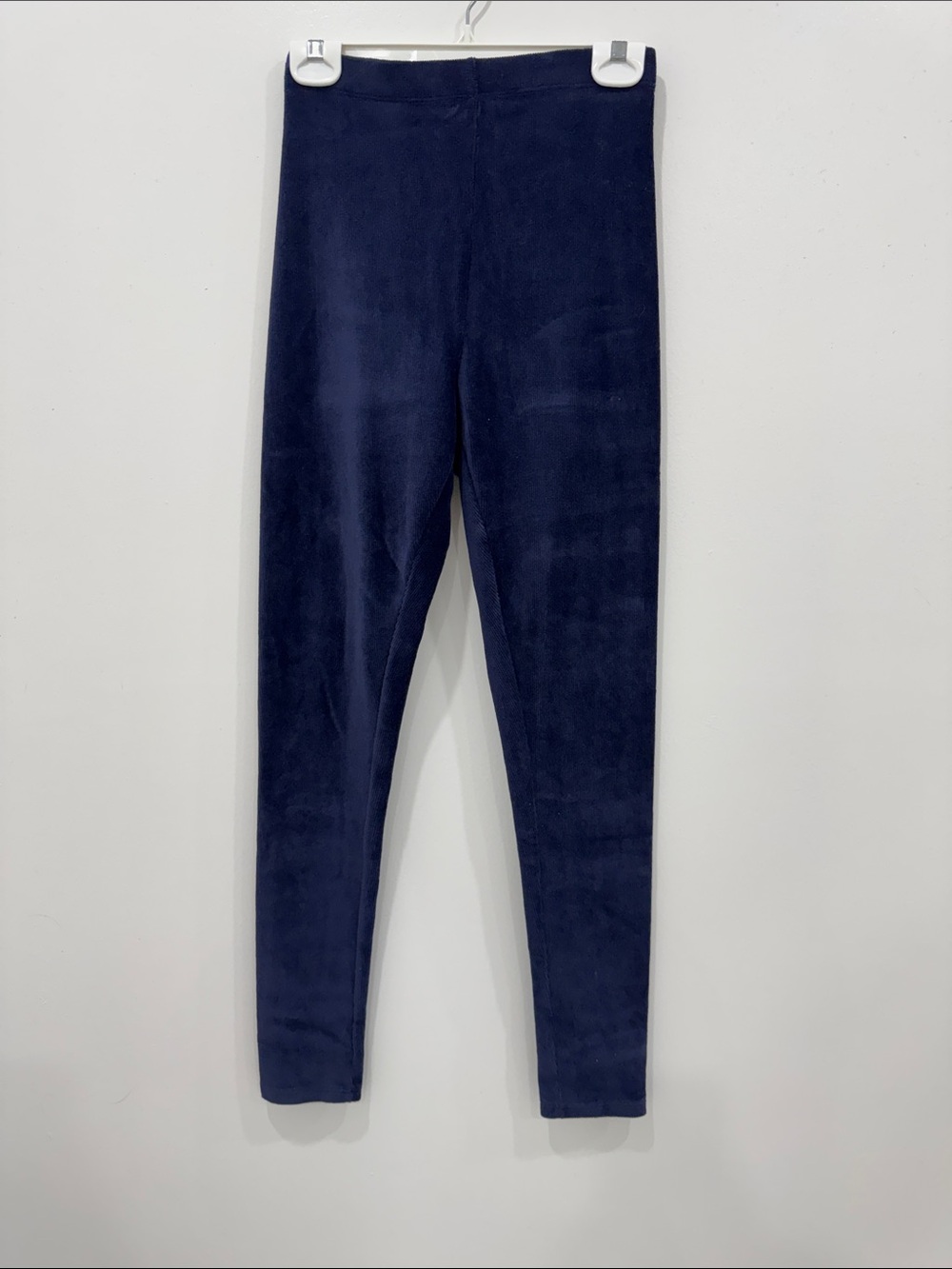 L.L.Bean Navy Velour Leggings Size Medium Regular Pull-On Stretch Pants